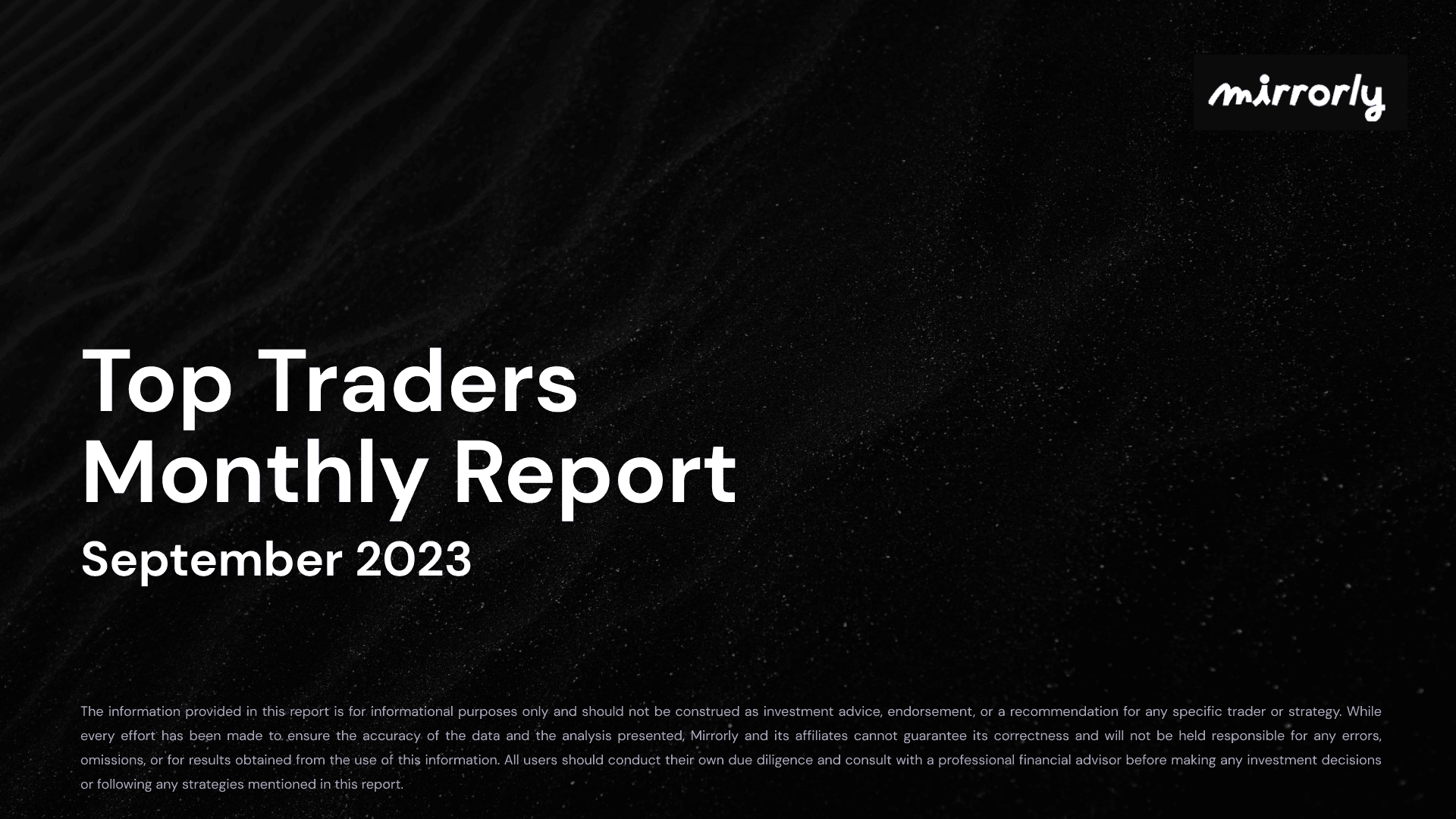 Top Traders Report - Sept '23